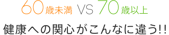 60歳未満vs70歳以上 健康への関心がこんなに違う！！